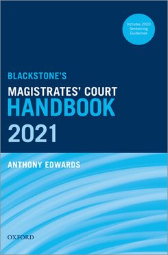 Blackstones Magistrates Court Handbook 2021 Paper