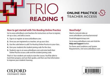 Trio Reading Level 1 Online Practice Teacher Access Card