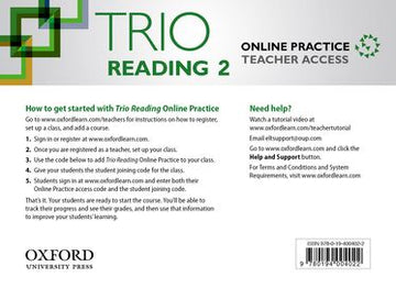Trio Reading Level 2 Online Practice Teacher Access Card