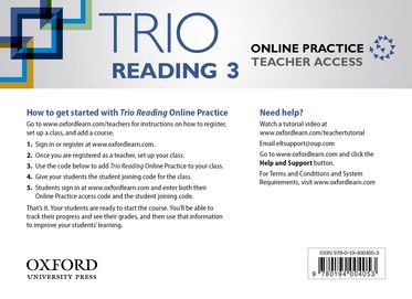 Trio Reading Level 3 Online Practice Teacher Access Card