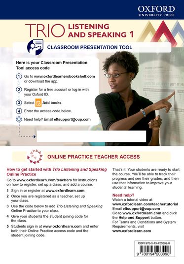 Trio Listening and Speaking: Level One Teacher's Online Practice Pack