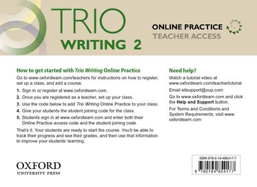 Trio Writing 2 Online Teacher's Access Stand-alone Pack