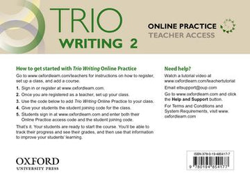 Trio Writing 2 Online Teacher's Access Stand-alone Pack