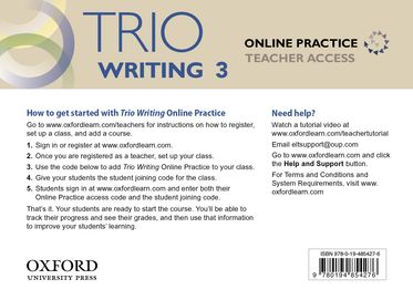 Trio Writing 3 Online Teacher's Access Stand-alone Pack
