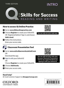 Q Skills for Success Intro Level Reading and Writing Teacher's Access Card