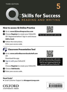 Q Skills for Success Level 5 Reading and Writing Teacher's Access Card