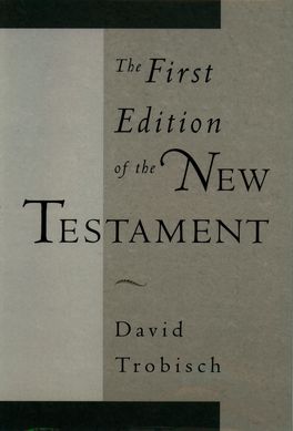 The First Edition of the New Testament