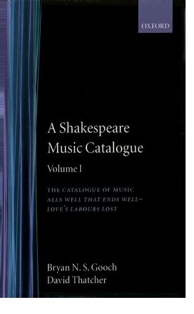 Shakespeare Music Catalogue: Volume I, A