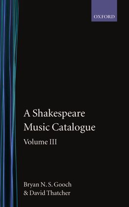 Shakespeare Music Catalogue: Volume III, A