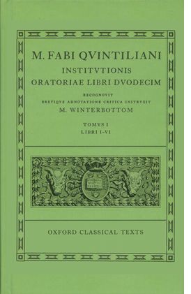 Quintilian Institutionis Oratoriae Vol. I