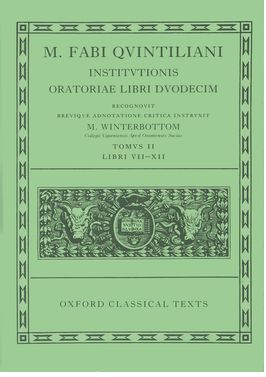 Quintilian Institutionis Oratoriae Vol. II