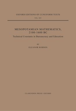 Mesopotamian Mathematics 2100-1600 BC