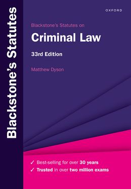 Blackstone's Statutes on Criminal Law 33e