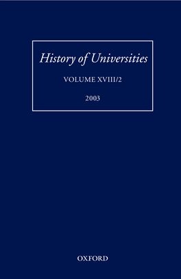 History of Universities, Volume XVIII/2: 2003