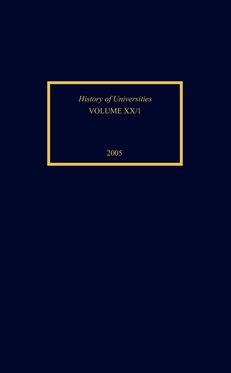 History of Universities, Volume XX/1