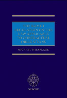 The Rome I Regulation on the Law Applicable to Contractual Obligations