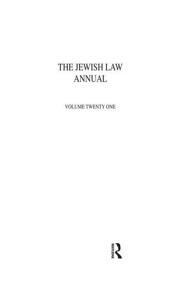 Jewish Law Annual Volume 21
