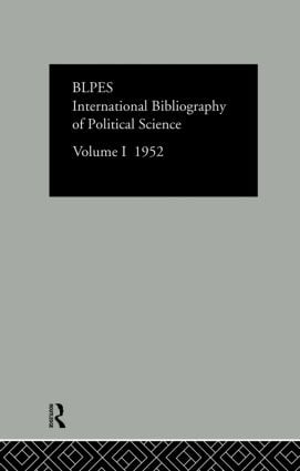 Intl Biblio Pol Sc 1952 Vol  1