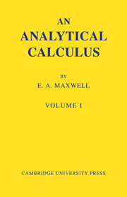 An Analytical Calculus: Volume 1