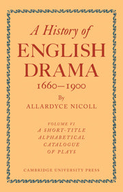 History of English Drama 1660–1900