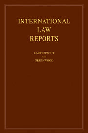 International Law Reports: Volume 139