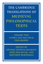 The Cambridge Translations of Medieval Philosophical Texts: Volume 2, Ethics and Political Philosophy