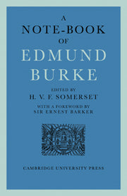 A Note-Book of Edmund Burke