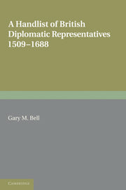 A Handlist of British Diplomatic Representatives
