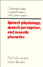 Speech Physiology, Speech Perception, and Acoustic Phonetics