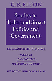 Studies in Tudor and Stuart Politics and Government: Volume 2, Parliament Political Thought