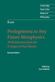 Immanuel Kant: Prolegomena to Any Future Metaphysics
