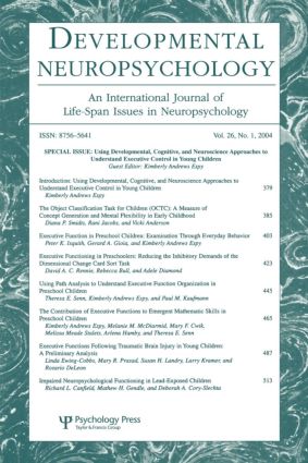 Using Developmental, Cognitive, and Neuroscience Approaches To Understand Executive Control in Young Children