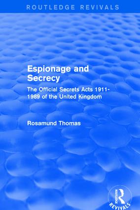 Espionage and Secrecy (Routledge Revivals)