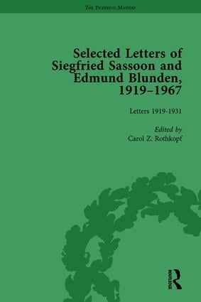 Selected Letters of Siegfried Sassoon and Edmund Blunden, 1919�1967 Vol 1
