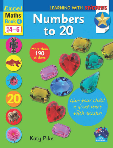 Excel Learning with Stickers Maths Book 4 School Skills-Count to 20 and Add to 20 Ages 4-6