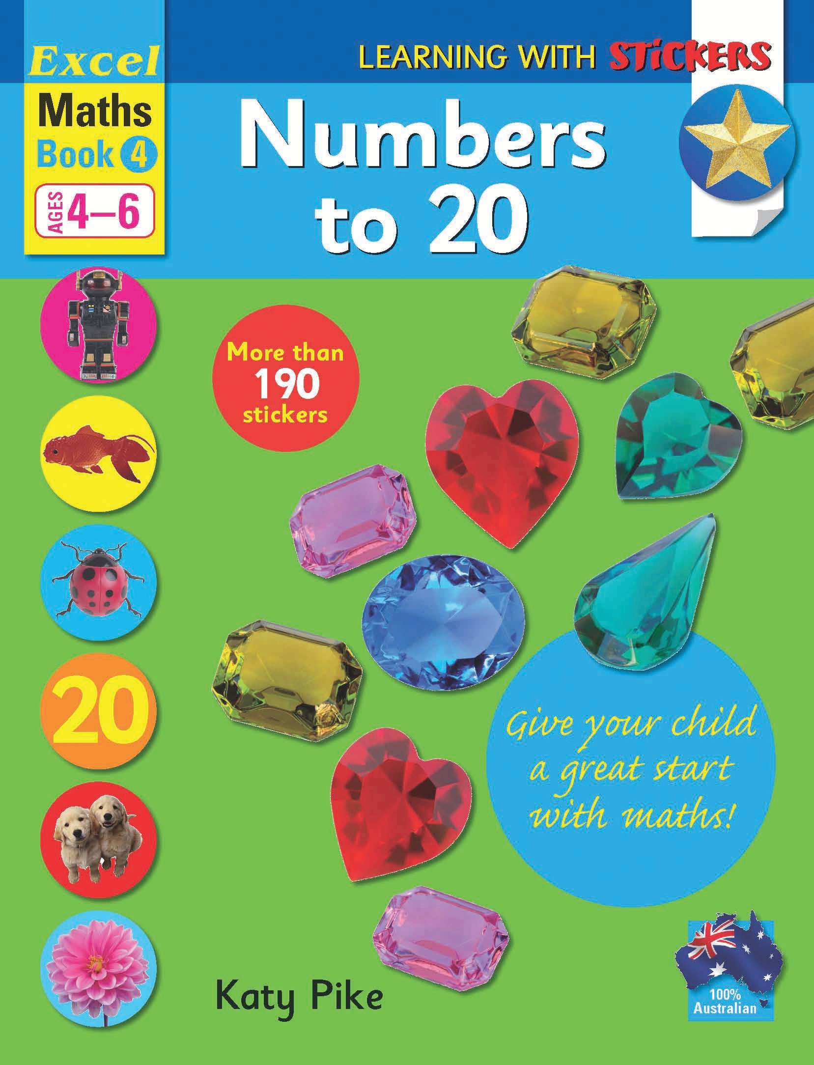Excel Learning with Stickers Maths Book 4 School Skills-Count to 20 and Add to 20 Ages 4-6