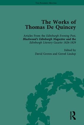 Works of Thomas De Quincey, Part I