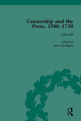 Censorship and the Press, 1580-1720